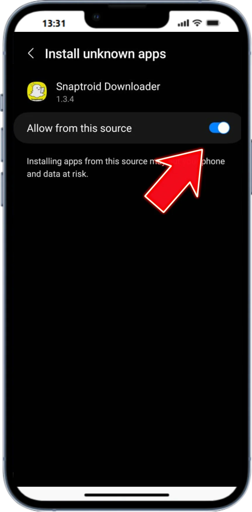 Download Official Snaptroid V4.1 | Latest Version 2026 4 Step 2: Allow Downloads